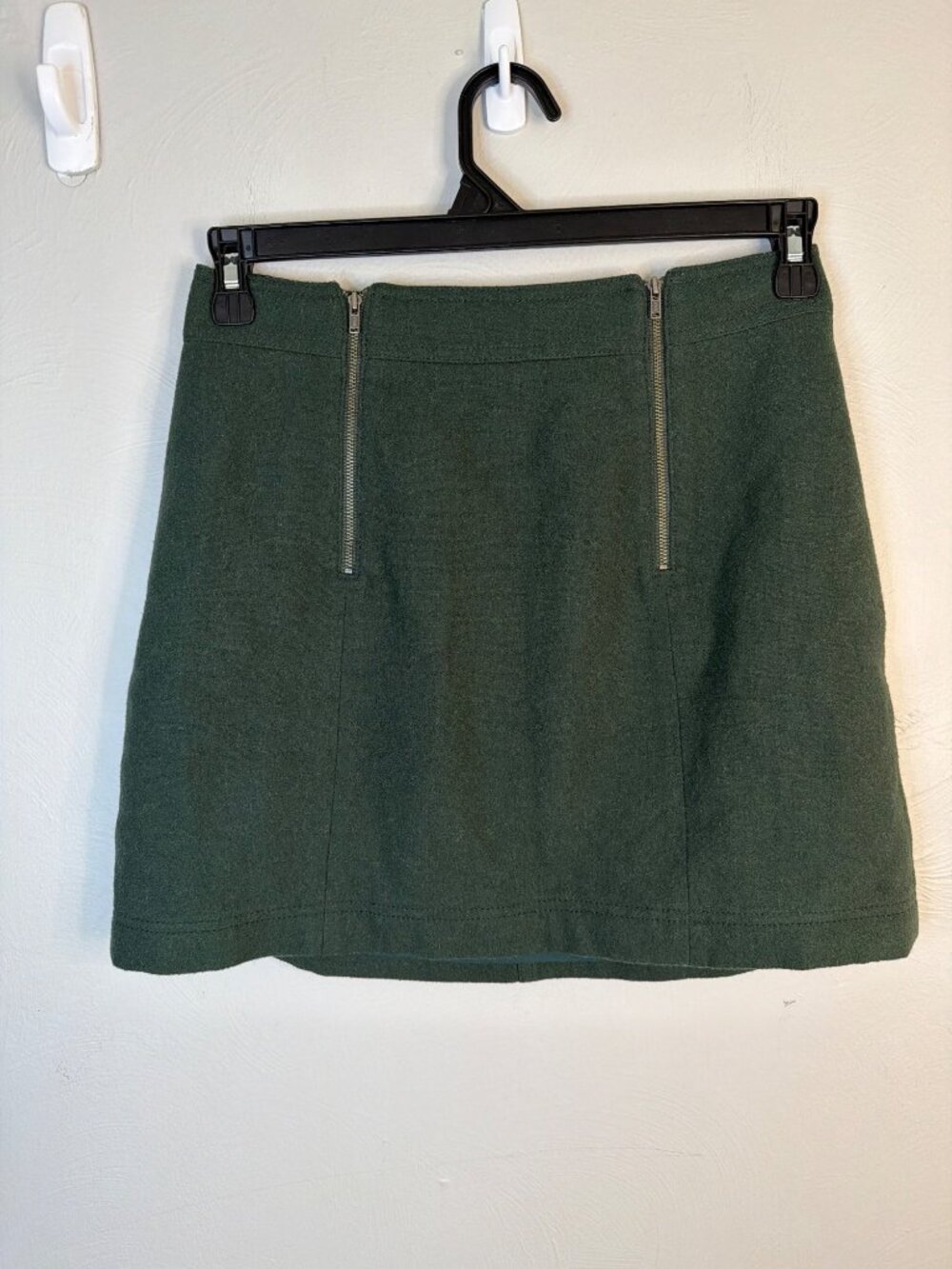 Madewell Uptown Wool Blend Mini Skirt Forest Green 4 Fully Lined Zippers Retro